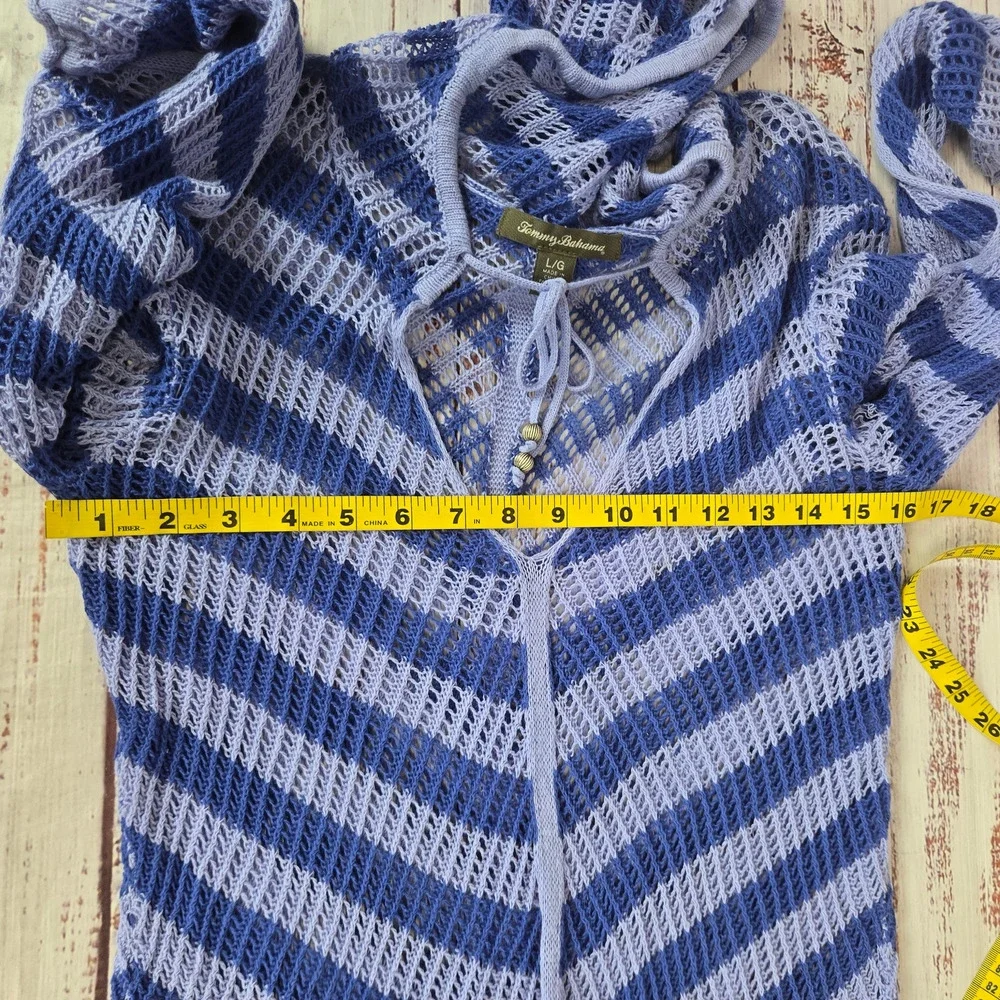 Tommy Bahama Purple Striped Knit Hooded Swim Coverup
